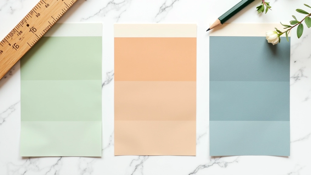 Palette di colori primari in tonalità italiane: verde salvia, terracotta, blu profondo disposti su superficie bianca